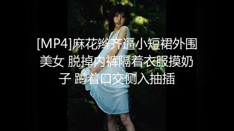 [MP4]麻花辫齐逼小短裙外围美女 脱掉内裤隔着衣服摸奶子 蹲着口交侧入抽插