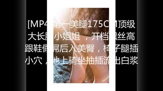 [MP4]第一美腿175CM顶级大长腿小姐姐 ，开档黑丝高跟鞋假屌后入美臀，椅子腿插小穴，地上骑坐抽插流出白浆