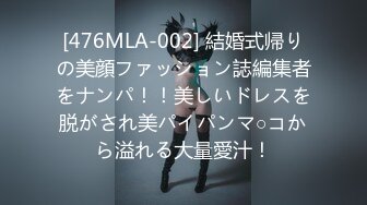 [476MLA-002] 結婚式帰りの美顔ファッション誌編集者をナンパ！！美しいドレスを脱がされ美パイパンマ○コから溢れる大量愛汁！